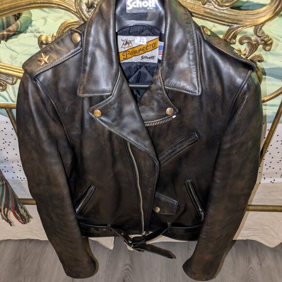 Vintage Schott Perfecto Leather Jacket size 40 - Picture 2 of 16